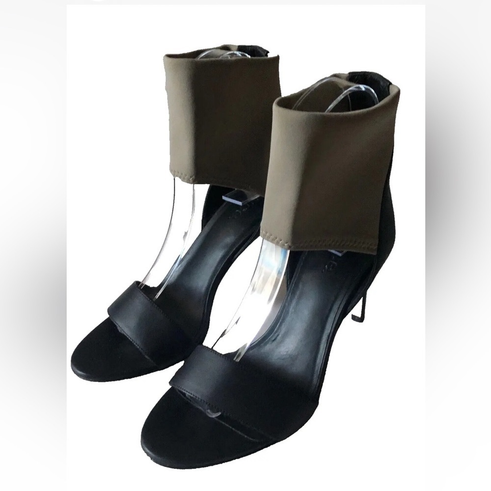 Vince Ankle Stretch Cuff Open Toe Stiletto Sandals Black Size 6 Sample Sale